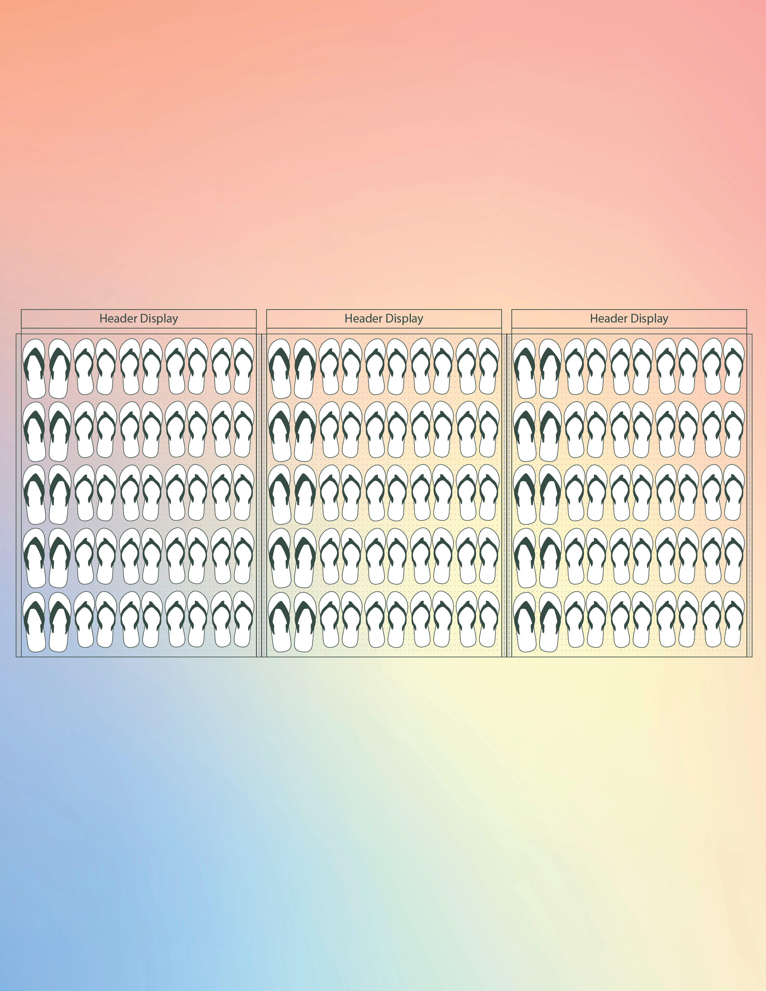 planogram diagram model of shoes on an aisle display